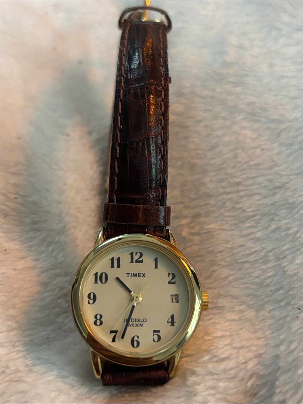 Timex women's Classic Gold Case Watch with Brown Leather Strap